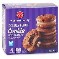 Western Family - Double Fudge Ice Cream Cookie Sandwich, 400 Millilitre