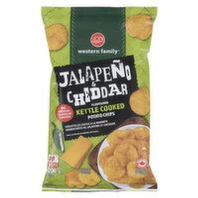 Western Family - Kettle Cooked Potato Chips, Jalapeno & Cheddar Flavoured, 200 Gram