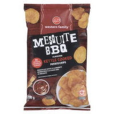 Western Family - Kettle Cooked Potato Chips, Mesquite BBQ Flavoured, 200 Gram