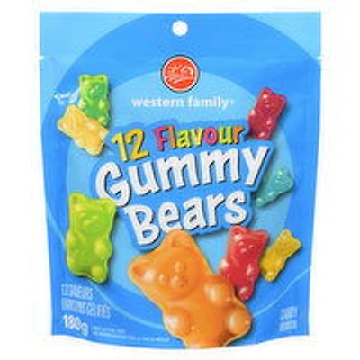 Western Family - 12 Flavour Gummy Bears Candy, 180 Gram