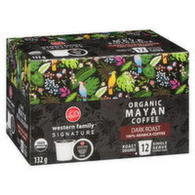 Western Family - Signature Organic Mayan Coffee K-Cups, Dark Roast, 12 Each