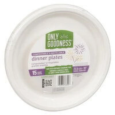 Only Goodness - Dinner Plates Compostable & Recyclable 10 inch, 15 Each