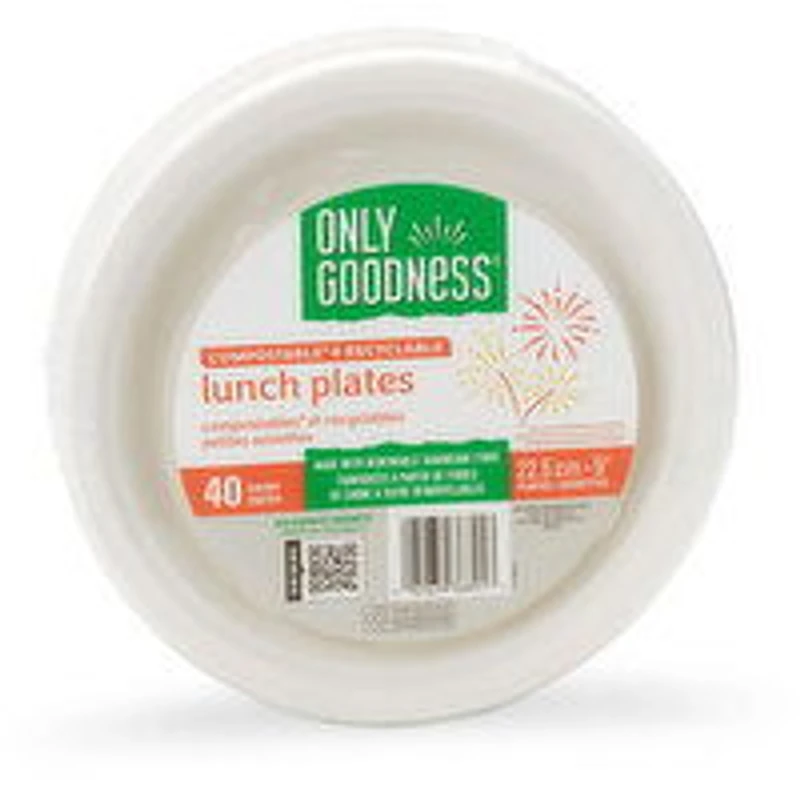Only Goodness - Lunch Plates Compostable & Recyclable 9 inch, 40 Each