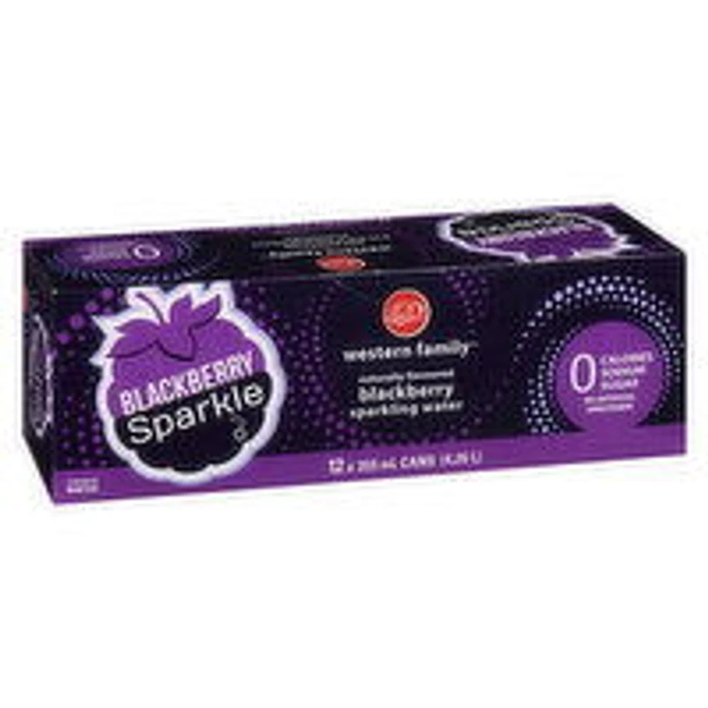 Western Family - Blackberry Sparkle Sparkling Water, 355mL Cans, 12 Each