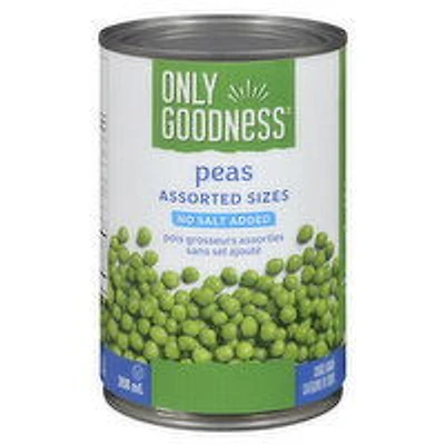 Only Goodness - Peas Assorted Sizes, No Salt Added, 398 Millilitre