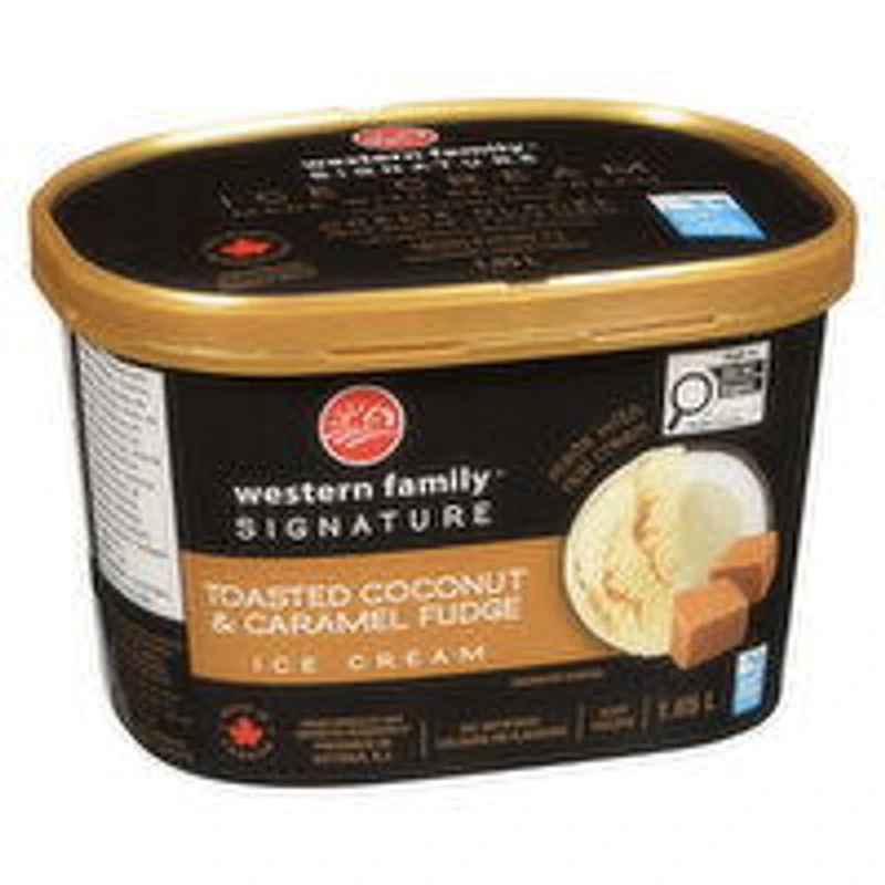 Western Family - Signature Toasted Coconut & Caramel Fudge Ice Cream, 1.65 Litre
