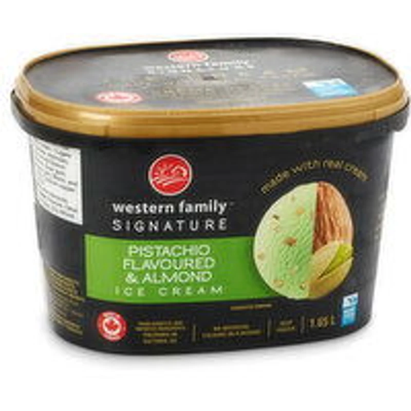 Western Family - Signature Pistachio Flavoured & Almond Ice Cream, 1.65 Litre