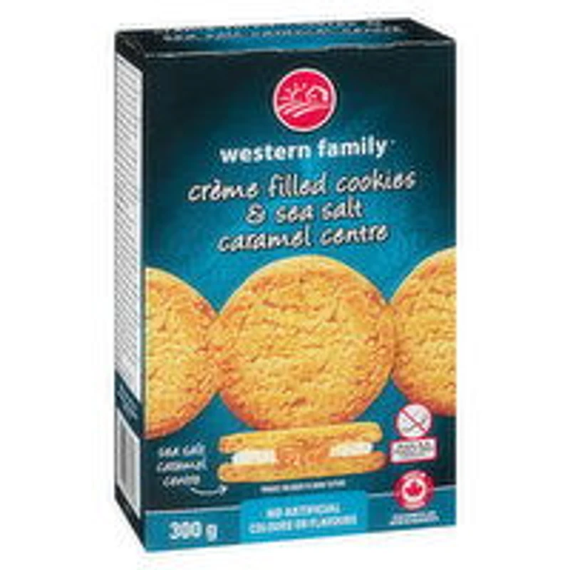Western Family - Creme Filled Cookies & Sea Salt Caramel Centre, 300 Gram
