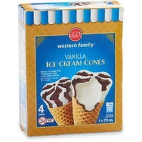 Western Family - WF Ice Cream Cone Vanilla, 4 Each
