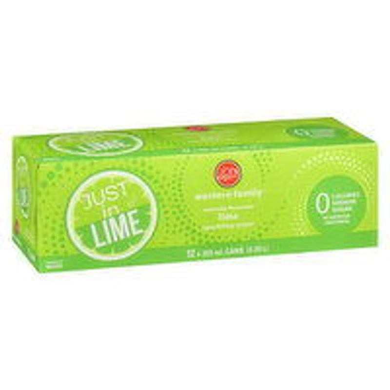 Western Family - Just in Lime Sparkling Water, 355mL Cans, 12 Each
