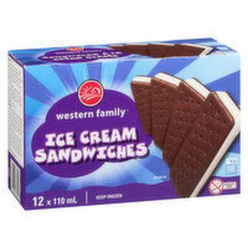 Western Family - Ice Cream Sandwich, 12 Each