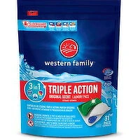 Western Family - Triple Action Laundry Detergent Pacs, Original, 31 Each
