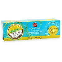 Western Family - Sparkling Water Pineapple Coconut, 355mL Cans, 12 Each