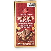 Western Family - Dark Chocolate Bar,  Fruit and Nut, 100 Gram