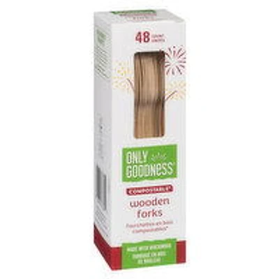 Only Goodness - Wooden Forks Compostable, 48 Each