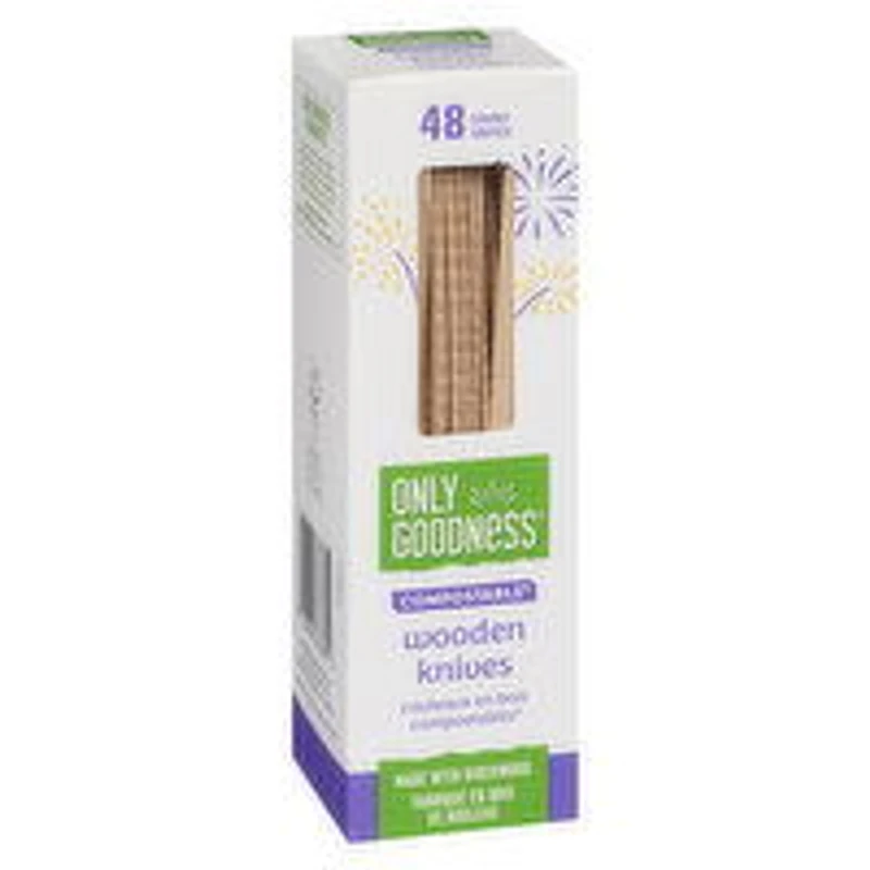 Only Goodness - Wooden Knives Compostable, 48 Each