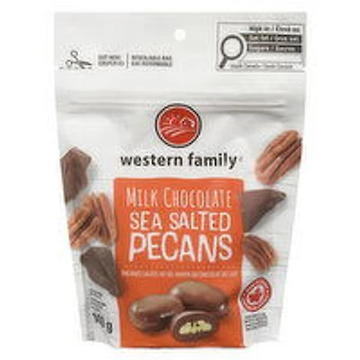 Western Family - Milk Chocolate Sea Salted Pecans, 140 Gram