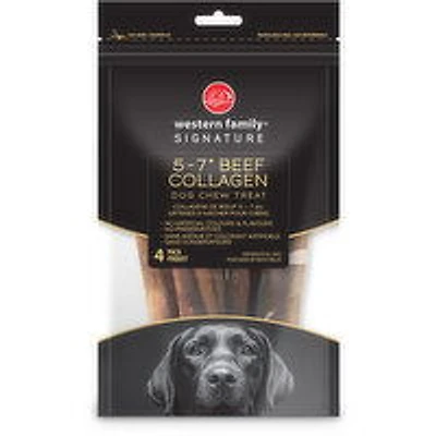 Western Family - Beef Collagen Dog Chew Treat 5-7", 4 Each