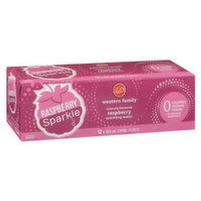 Western Family - Raspberry Sparkling Water, 355mL Cans, 12 Each