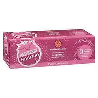 Western Family - Raspberry Sparkling Water, 355mL Cans, 12 Each