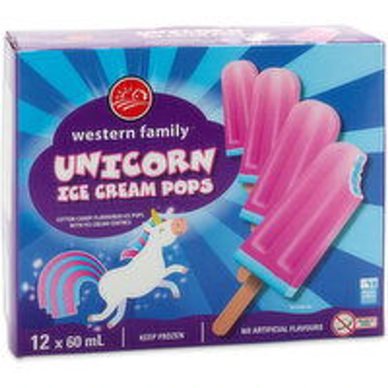 Western Family - Unicorn Ice Cream Pops - Cotton Candy , 6 Pack, 1 Each