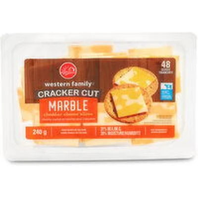 Western Family - Cracker Cut Marble Cheddar Cheese Slices,  48 Pack, 240 Gram