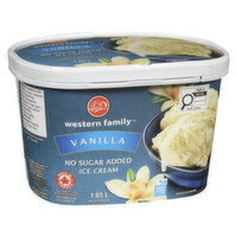 Western Family - No Sugar Added Vanilla Ice Cream, 1.65 Litre