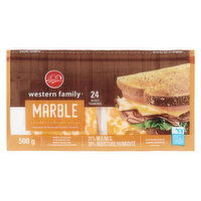 Western Family - Marble Cheddar Cheese Slices, 500 Gram