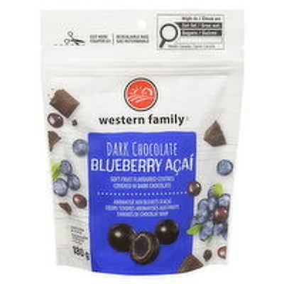 Western Family - Dark Chocolate, Blueberry Acai, 180 Gram