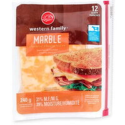 Western Family - Slice Marble Cheddar, 240 Gram