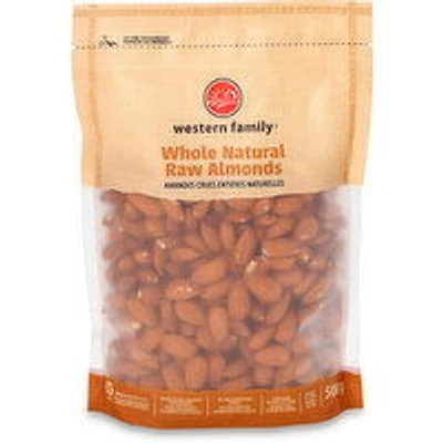 Western Family - Whole Natural Raw Almonds, 500 Gram