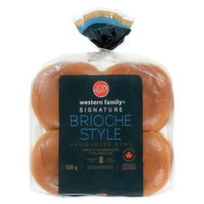 Western Family - Signature Brioche Style Hamburger Buns, 8 Pack, 520 Gram