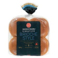Western Family - Signature Brioche Style Hamburger Buns, 8 Pack, 520 Gram