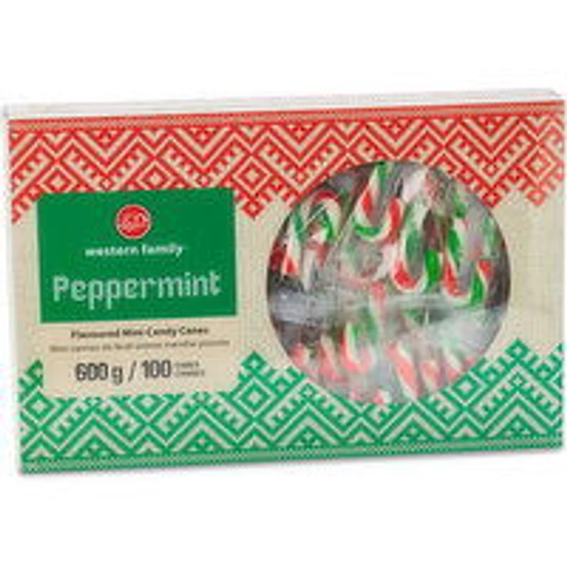 Western Family - Peppermint Mini Candy Canes, 100 Pack, 600 Gram
