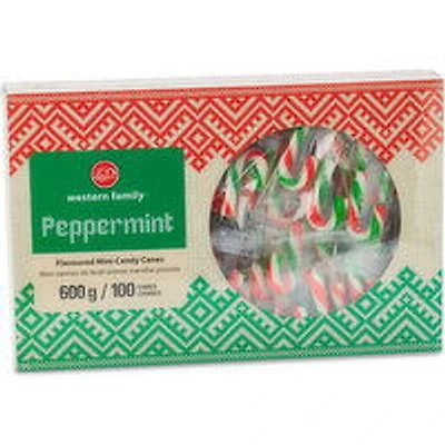 Western Family - Peppermint Mini Candy Canes, 100 Pack, 600 Gram