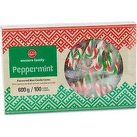Western Family - Peppermint Mini Candy Canes, 100 Pack, 600 Gram