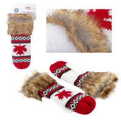 Cozywear - Canada Adult Fleece Mitten wFur, 1 Each