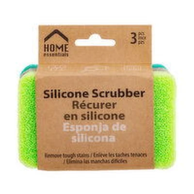 Home Essentials - Silicone Scrubber 3Pc, 1 Each