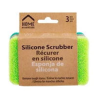 Home Essentials - Silicone Scrubber 3Pc, 1 Each