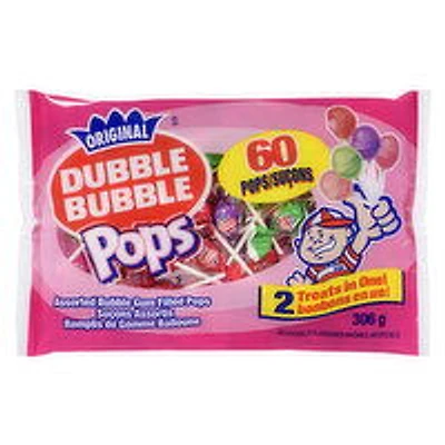 Double Bubble - Assorted Bubble Gum Filled Pops, 60 Pack, 306 Gram