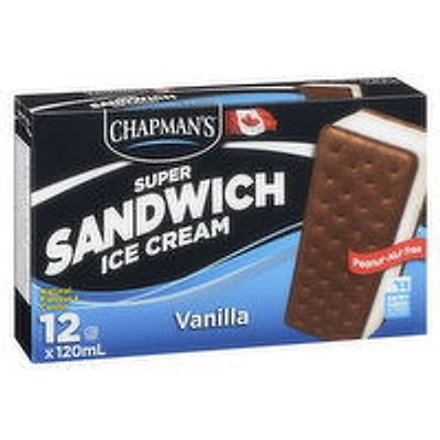 Chapman's - Super Sandwich Ice Cream - Vanilla, 12 Each