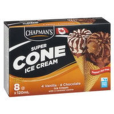 Chapman's - Super Cone Ice Cream - Vanilla & Choco w/ Caramel, 1 Each