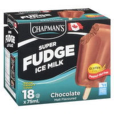 Chapman's - Super Fudge Ice Milk Bars Chocolate, 18 Each