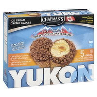 Chapman's - Yukon Ice Cream Cone - Caramel Toffee, 5 Each