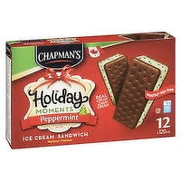 Chapman's - Holiday Moments Ice Cream Sandwich -Peppermint, 12 Each