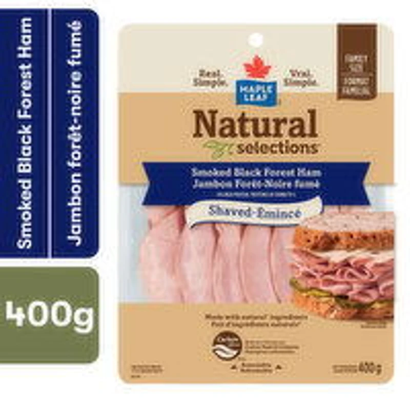 Maple Leaf - Natural Selections Sliced Black Forest Deli Ham, Smoked , Family Size, 400 Gram