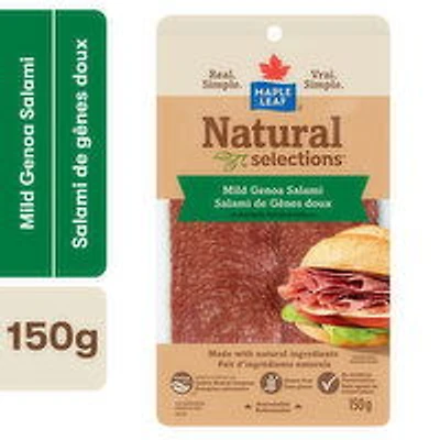 Maple Leaf - Natural Selections Dry-Cured Sliced Genoa Salami, 150 Gram
