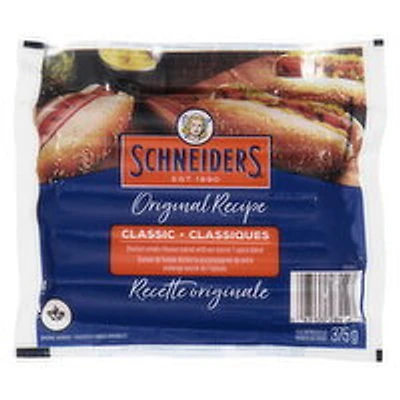 Schneiders - Original Recipe Classic Pork Wieners, 375 Gram
