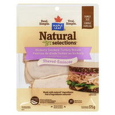 Maple Leaf - Natural Selections Shaved Deli Turkey Breast, Hickory Smoked, Family Size, 375 Gram