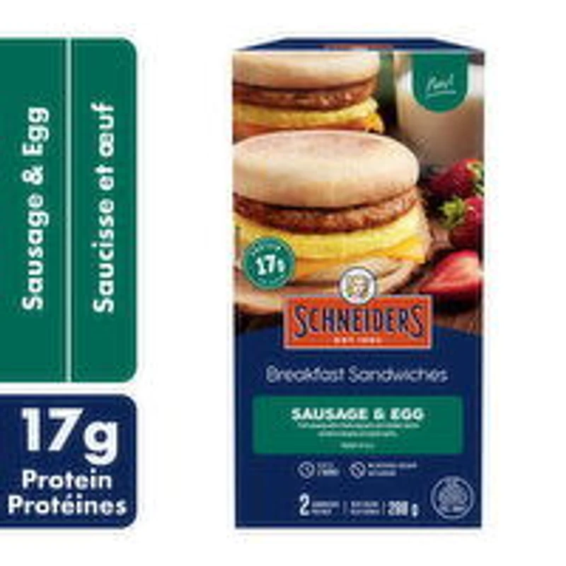 Schneiders - Breakfast Sandwiches, Sausage & Egg, 2 Pack, 288 Gram